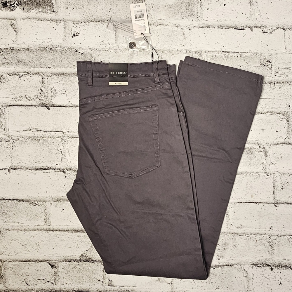 Britches Men’s Slim Fit Stretch Pants Gray NWT 34